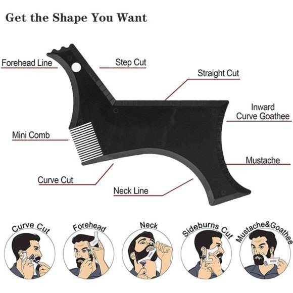 Beard Shaper, Beard Shaping Tools, Include Beard Template Guide, Professional - Picture 2 of 7